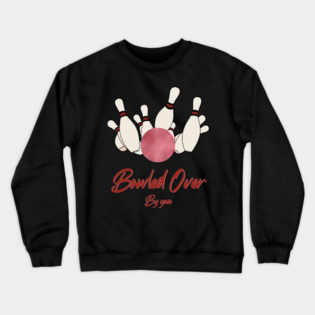 Bowling Ball Striking Bowling Pins Crewneck Sweatshirt by Miozoto_Design